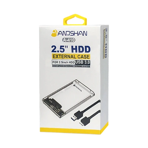 باکس هارد 2.5 اینچی شفاف آنوشان (Andshan) مدل A-410 | قاب شیشه ای USB 3.0