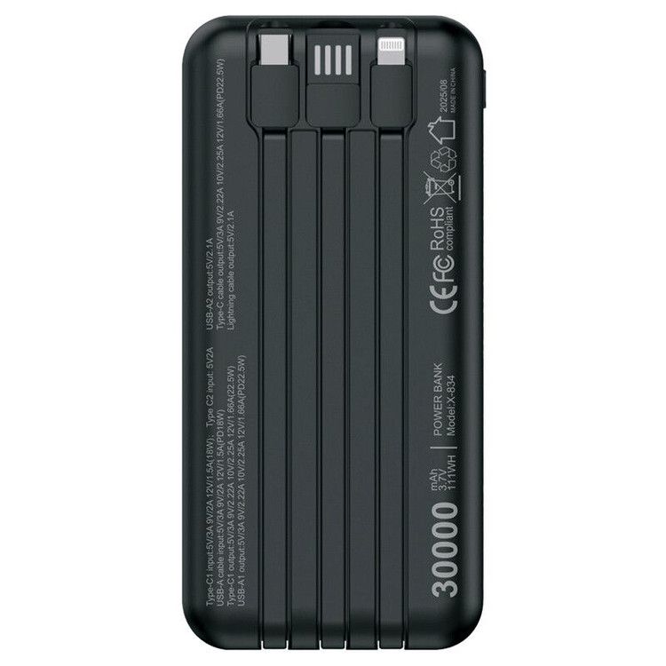 پاور بانک فست شارژ 30000mAh ایکس انرژی مدل X-ENERGY X-834 QC3.0 PD 22.5W