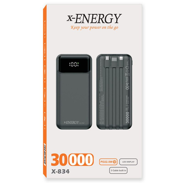 پاور بانک فست شارژ 30000mAh ایکس انرژی مدل X-ENERGY X-834 QC3.0 PD 22.5W