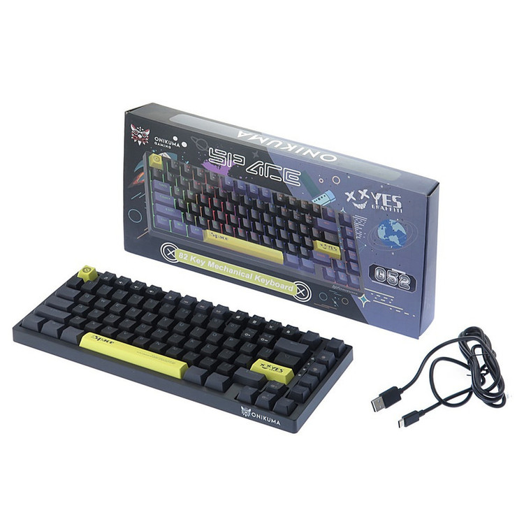 کیبورد گیمینگ اونیکوما مدل G52، مکانیکال سوییچ قهوه ای، Tenkeyless، نورپردازی RGB
